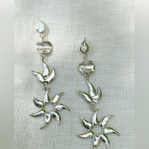 Hawkly Sterling Silver Solar Earrings - Picture 2 of 4